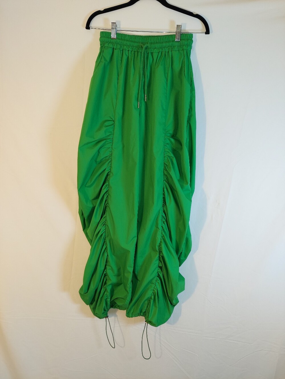 Green Ruched Parachute Pants